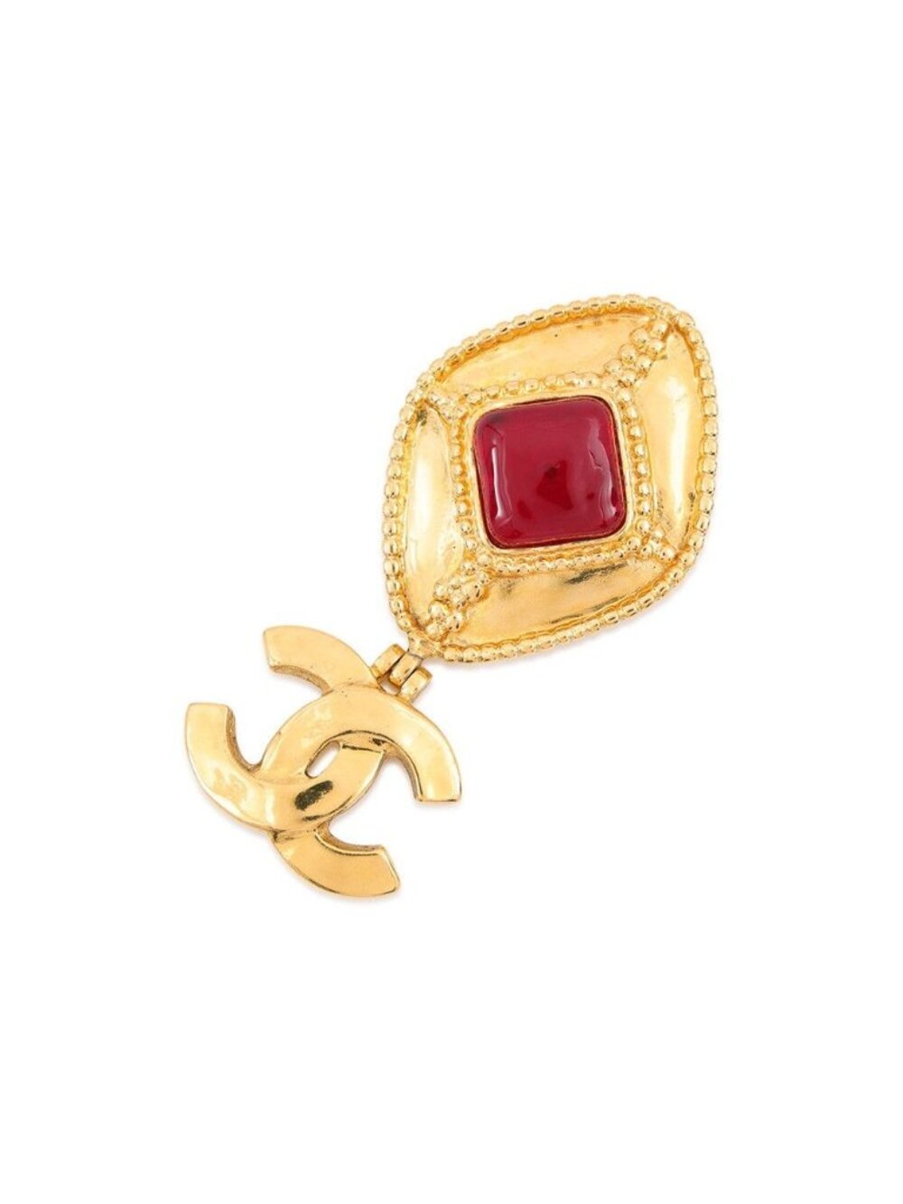 Chanel Brooch CC Logo Metal Gripoix Color Stone